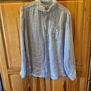 Light Blue Linen Button-Down Shirt - Casual Women’s Top